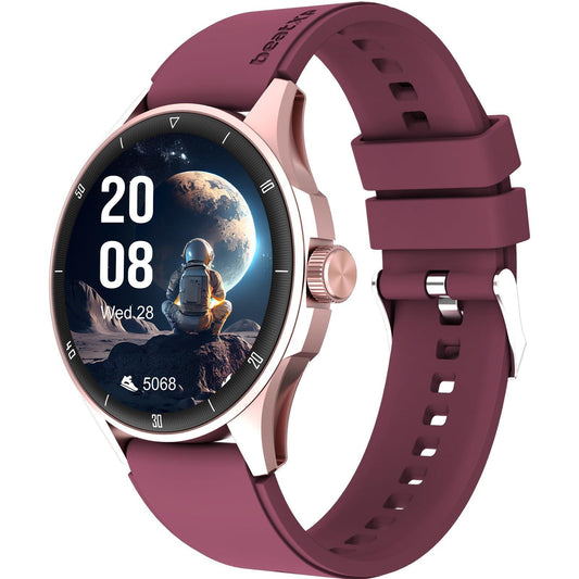 beatXP Vega Neo 1.43" (3.6 cm) Super AMOLED Display, One-Tap Bluetooth Calling Smart Watch, Metal Body, 466 * 466px, 500 Nits Brightness (Gold & Deep Wine) - Triveni World