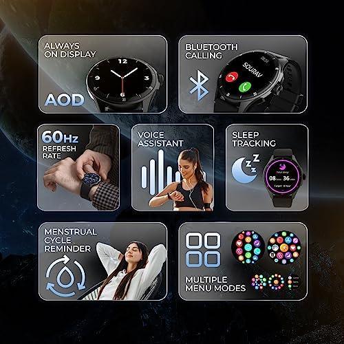 beatXP Vega Neo 1.43” AMOLED Bluetooth Calling Smartwatch with 466 * 466 Pixel, 60 Hz Refresh Rate, 500 Nits, Always on Display, Health Tracking, 100+ Sports Modes (Black Strap, 1.43) - Triveni World