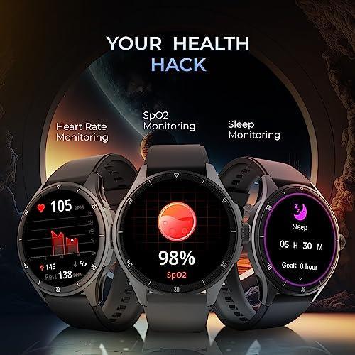 beatXP Vega Neo 1.43” AMOLED Bluetooth Calling Smartwatch with 466 * 466 Pixel, 60 Hz Refresh Rate, 500 Nits, Always on Display, Health Tracking, 100+ Sports Modes (Black Strap, 1.43) - Triveni World