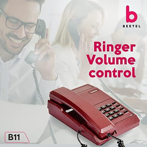 Beetel B11 Corded Landline Phone, Ringer Volume Control, LED for Ring Indication, Wall/Desk Mountable, Classic Design,Clear Call Quality,Mute/Pause/Flash/Redial Function (Made In India)(Dark Red)(B11) - Triveni World