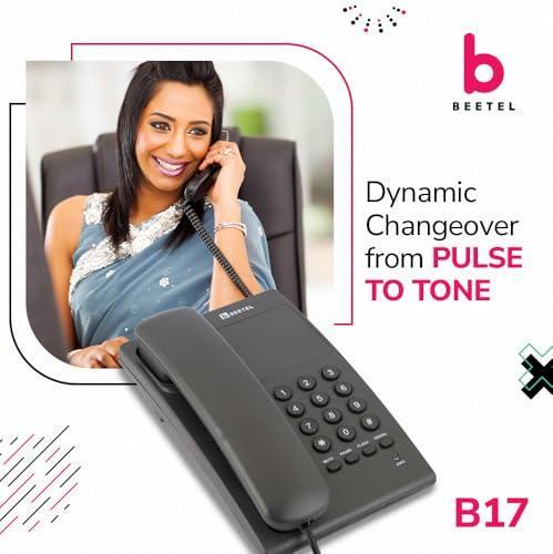 Beetel B17 Corded Landline Phone, Ringer Volume Control,LED for Ring Indication,Wall/Desk Mountable, Elegant Design,Clear Call Quality,Mute/Pause/Flash/Redial Function(Made in India) (Anthracite)(B17) - Triveni World