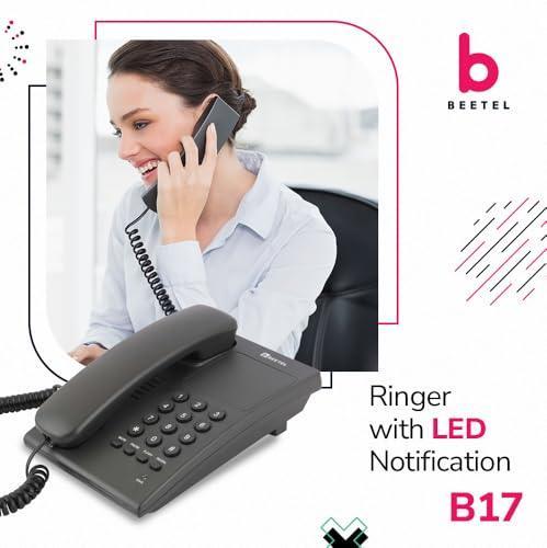 Beetel B17 Corded Landline Phone, Ringer Volume Control,LED for Ring Indication,Wall/Desk Mountable, Elegant Design,Clear Call Quality,Mute/Pause/Flash/Redial Function(Made in India) (Anthracite)(B17) - Triveni World