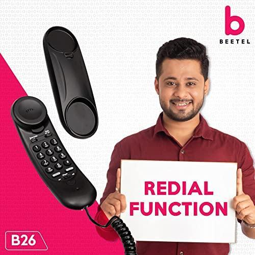 Beetel B26 Corded Slim Landline Phone,Ringer Volume Control,Wall/Desk Mountable,Ringer On/Off Switch,Clear Call Quality,Compact Design,Tone Pulse/Flash/Redial Function (Made in India) (Black)(B26) - Triveni World