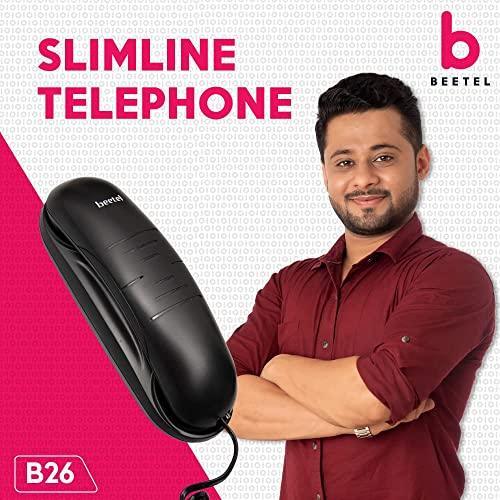 Beetel B26 Corded Slim Landline Phone,Ringer Volume Control,Wall/Desk Mountable,Ringer On/Off Switch,Clear Call Quality,Compact Design,Tone Pulse/Flash/Redial Function (Made in India) (Black)(B26) - Triveni World