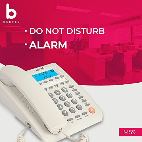 Beetel M59 Caller Id Corded Landline Phone With 16 Digit Lcd Display & Adjustable Contrast,10 One Touch Memory Buttons,2Ways Speaker Phone,Music On Hold,Solid Build Quality,Classic Design (White)(M59) - Triveni World