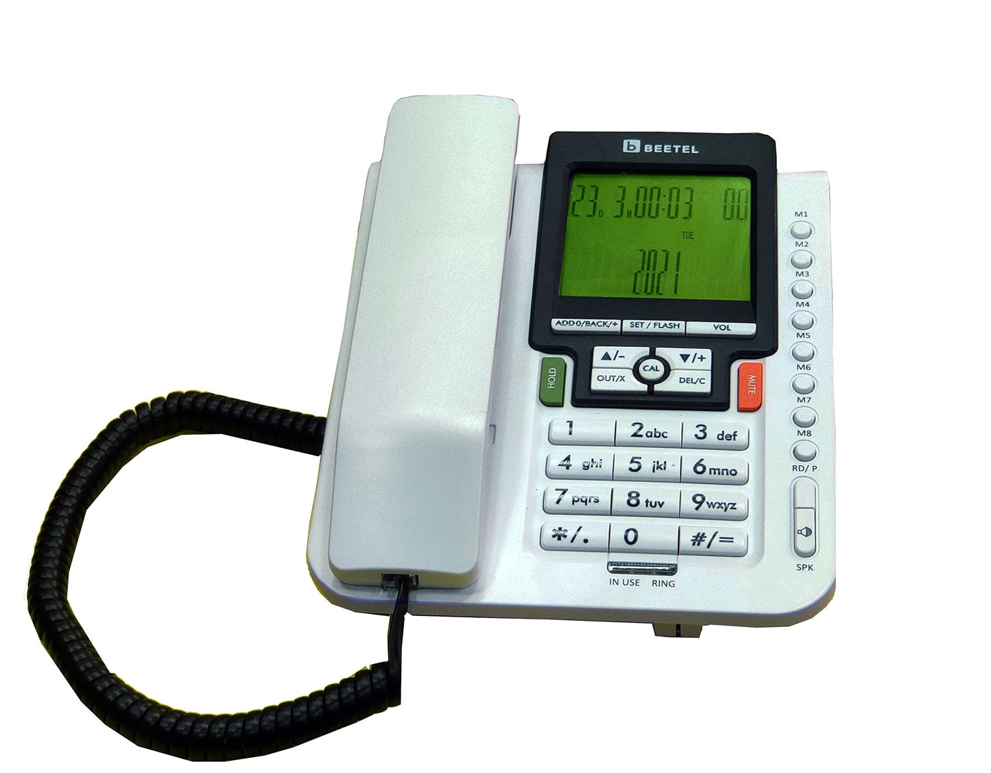 BEETEL M71N Caller ID LANDLINE PHONE with 2 WAY SPEAKER and 8 ONE TOUCH MEMORY (WHITE) - Triveni World