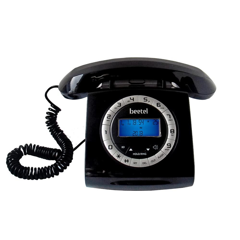 Beetel M73 Caller Id Corded Landline Phone with 16 Digit Lcd Display, Retro Design, Alphanumeric Keypad, 2-Way Speaker Phone, Adjustable Ringer Volume (Black & White)(M73) - Triveni World