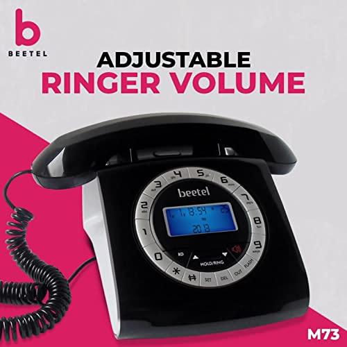 Beetel M73 Caller Id Corded Landline Phone with 16 Digit Lcd Display, Retro Design, Alphanumeric Keypad, 2-Way Speaker Phone, Adjustable Ringer Volume (Black & White)(M73) - Triveni World