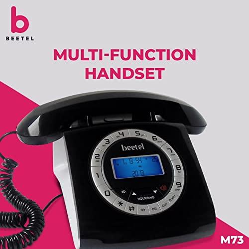 Beetel M73 Caller Id Corded Landline Phone with 16 Digit Lcd Display, Retro Design, Alphanumeric Keypad, 2-Way Speaker Phone, Adjustable Ringer Volume (Black & White)(M73) - Triveni World