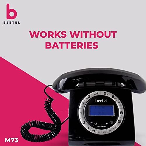 Beetel M73 Caller Id Corded Landline Phone with 16 Digit Lcd Display, Retro Design, Alphanumeric Keypad, 2-Way Speaker Phone, Adjustable Ringer Volume (Black & White)(M73) - Triveni World