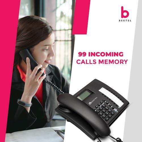 Beetel M90N Caller ID Corded Landline Phone with 16 Digit LCD Display,FSK/DTMF Compatable Caller N ID,8 Direct One Touch & 10 Two Touch Memory,Volume Control for Speaker Phone,Music on Hold(Antracite) - Triveni World