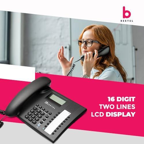 Beetel M90N Caller ID Corded Landline Phone with 16 Digit LCD Display,FSK/DTMF Compatable Caller N ID,8 Direct One Touch & 10 Two Touch Memory,Volume Control for Speaker Phone,Music on Hold(Antracite) - Triveni World