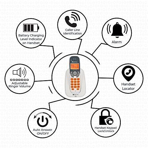 Beetel X70 Cordless Phone, 2.4GHz Frequency, 2 Way Speaker Phone, Ringer Volume, LED Notification for Ringer and Charging (X70)(White) - Triveni World