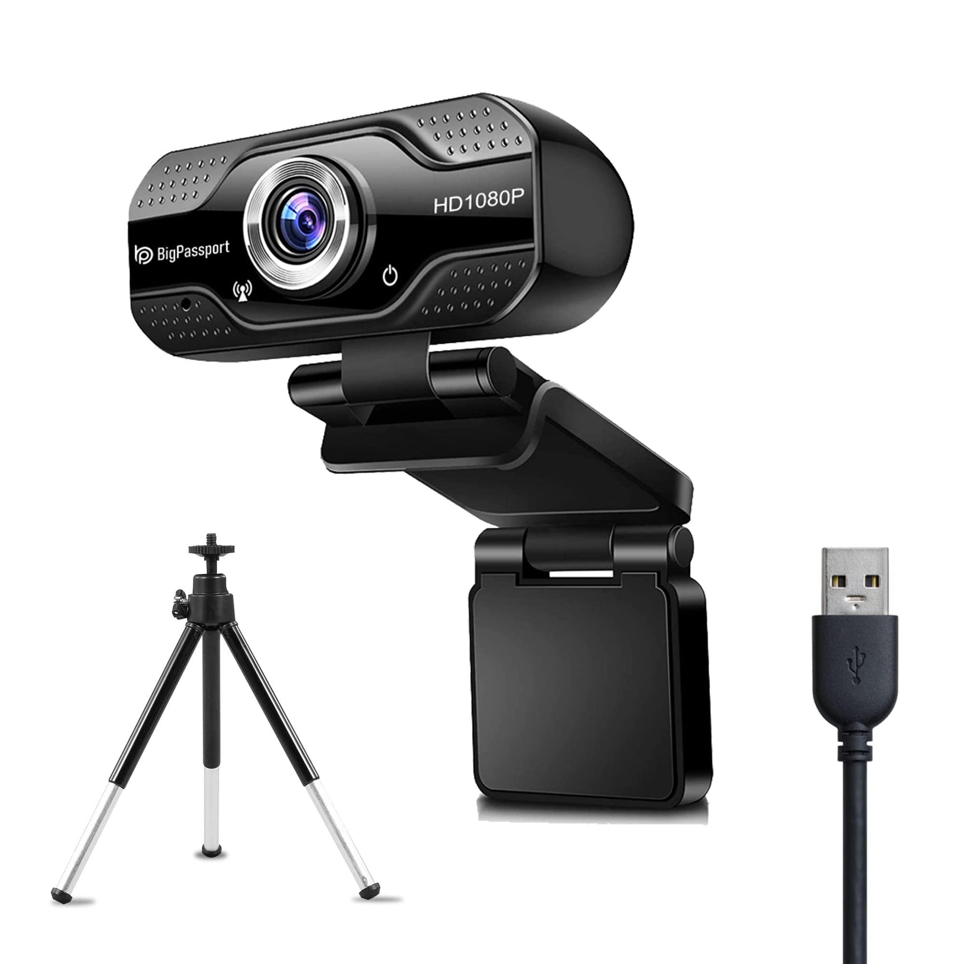 BigPassport 1080P/30fps 5P lens Full HD Webcam with Tripod & Inbuilt Microphone, Advanced Human Face Detection, Laptop Desktop Camera Video Webcam 110-Degree Widescreen for Video Streaming, Conference, Gaming, Online Classes - Triveni World