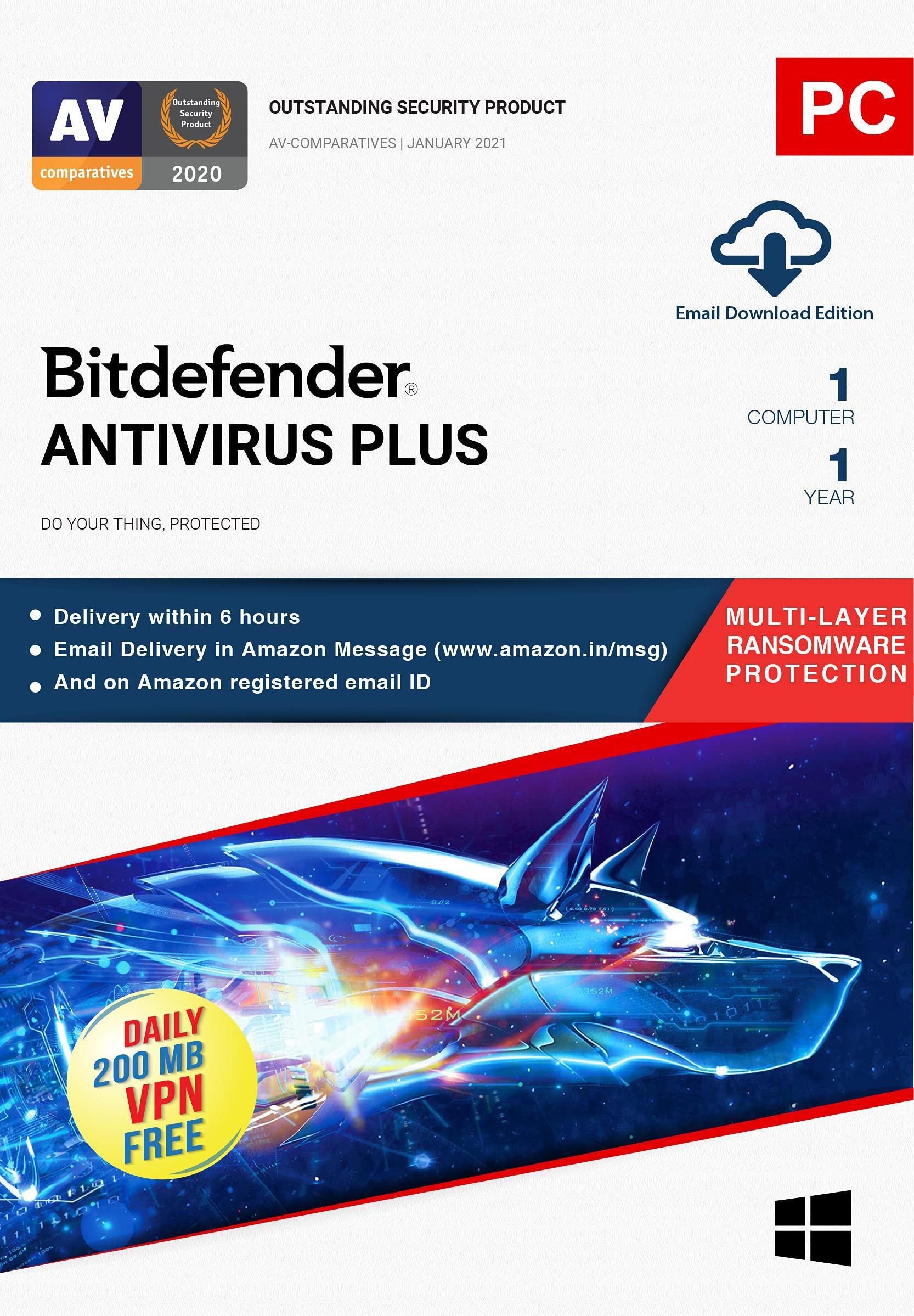 Bitdefender - 1 Computer,1 Year - Antivirus Plus | Windows | Latest Version | Email Delivery In 2 Hours- No Cd | - Triveni World