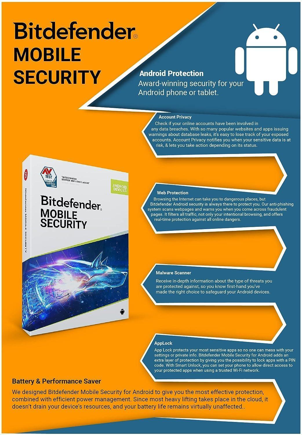 Bitdefender - 1 Device,1 Year - Mobile Security | Android | Latest Version | Email Delivery in 2 Hours- No CD | - Triveni World