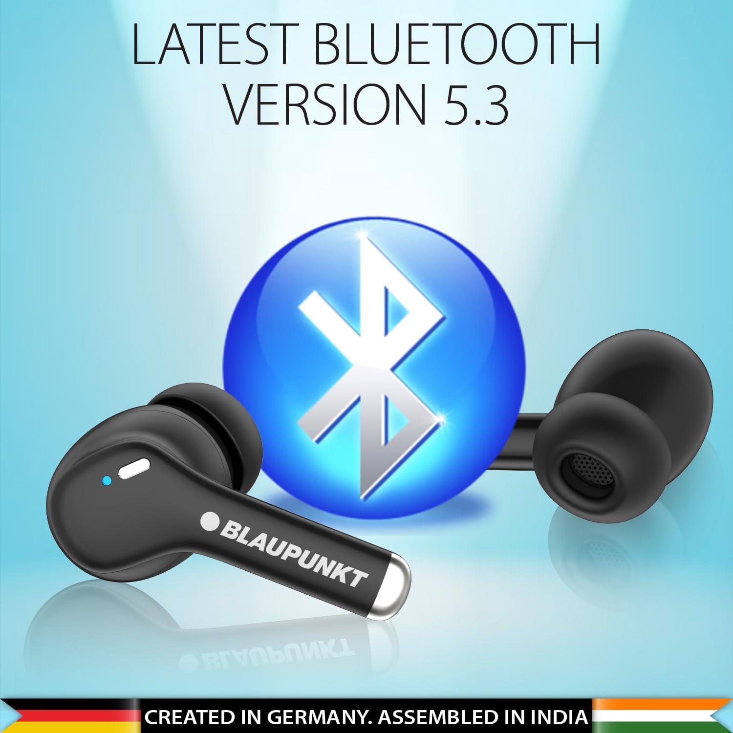 Blaupunkt Newly Launched Btw100 Xtreme Truly Wireless Bluetooth Earbuds I 99H Playtime* I Quad Mic I Crispr Enc Tech I Gaming Mode I Turbovolt Charging I Bt Version 5.3 (Black),in-Ear - Triveni World