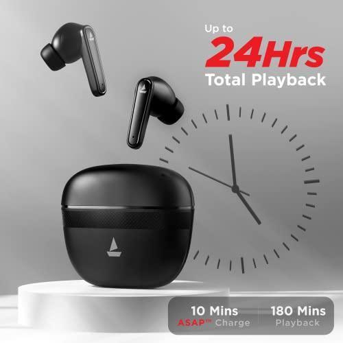 boAt Airdopes 113 Bluetooth Truly Wireless in Ear Earbuds with ENx Tech, Beast Mode, ASAP Charge, 24H Playtime, Immersive Audio, IPX4, IWP, Touch Controls, Lightweight Build(Space Black) - Triveni World