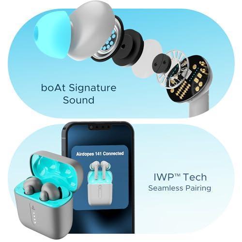 boAt Airdopes 141 Bluetooth Truly Wireless in Ear Earbuds with 42H Playtime,Low Latency Mode for Gaming, ENx Tech, IWP, IPX4 Water Resistance, Smooth Touch Controls(Cyan Cider) - Triveni World