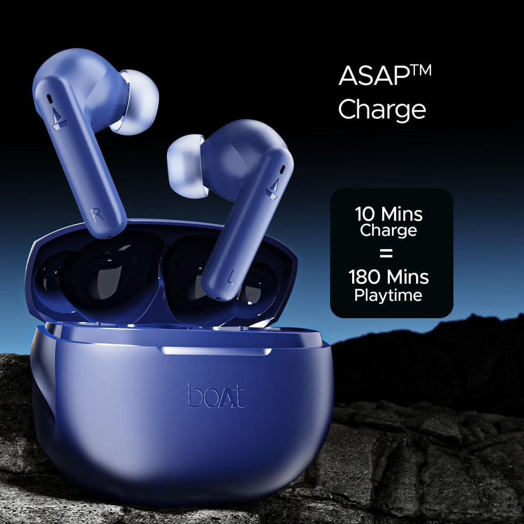 boAt Airdopes 170 TWS Earbuds with 50H Playtime, Quad Mics ENx™ Tech, Low Latency Mode, 13mm Drivers, ASAP™ Charge, IPX4, IWP™, Touch Controls & BT v5.3(Tranquil Blue) - Triveni World