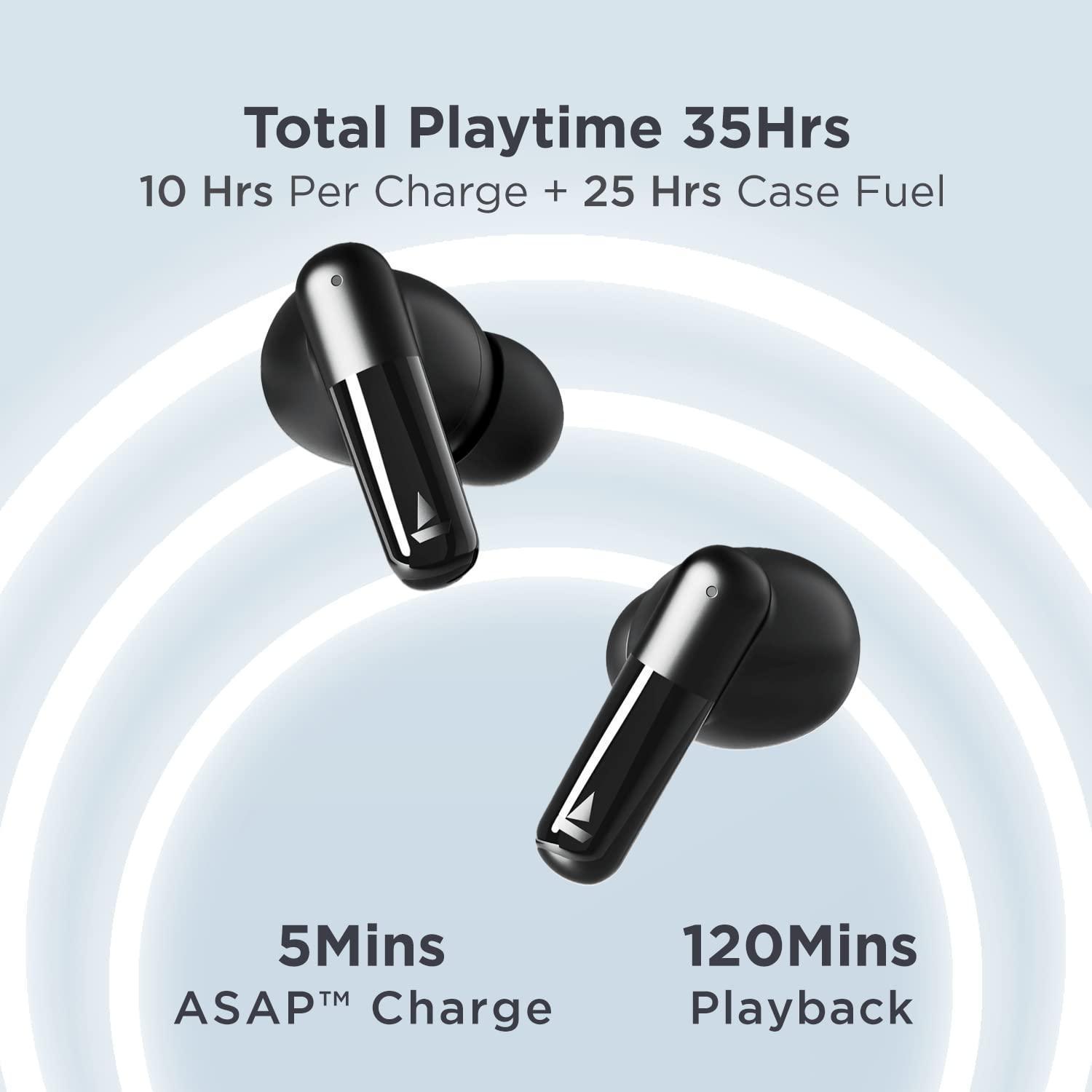 boAt Airdopes 172 True Wireless in Ear Earbuds with Enx Tech, Beast Mode, 35H Playtime, 11mm Drivers, ASAP Charge, IPX4, IWP, Touch Controls(Stunning Black) - Triveni World