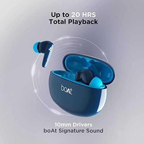 boAt Airdopes 181 in-Ear True Wireless Earbuds with ENx Tech, Beast Mode(Low Latency Upto 60ms) for Gaming, with Mic, ASAP Charge, 20H Playtime, Bluetooth v5.2, IPX4 & IWP (Bold Blue) - Triveni World