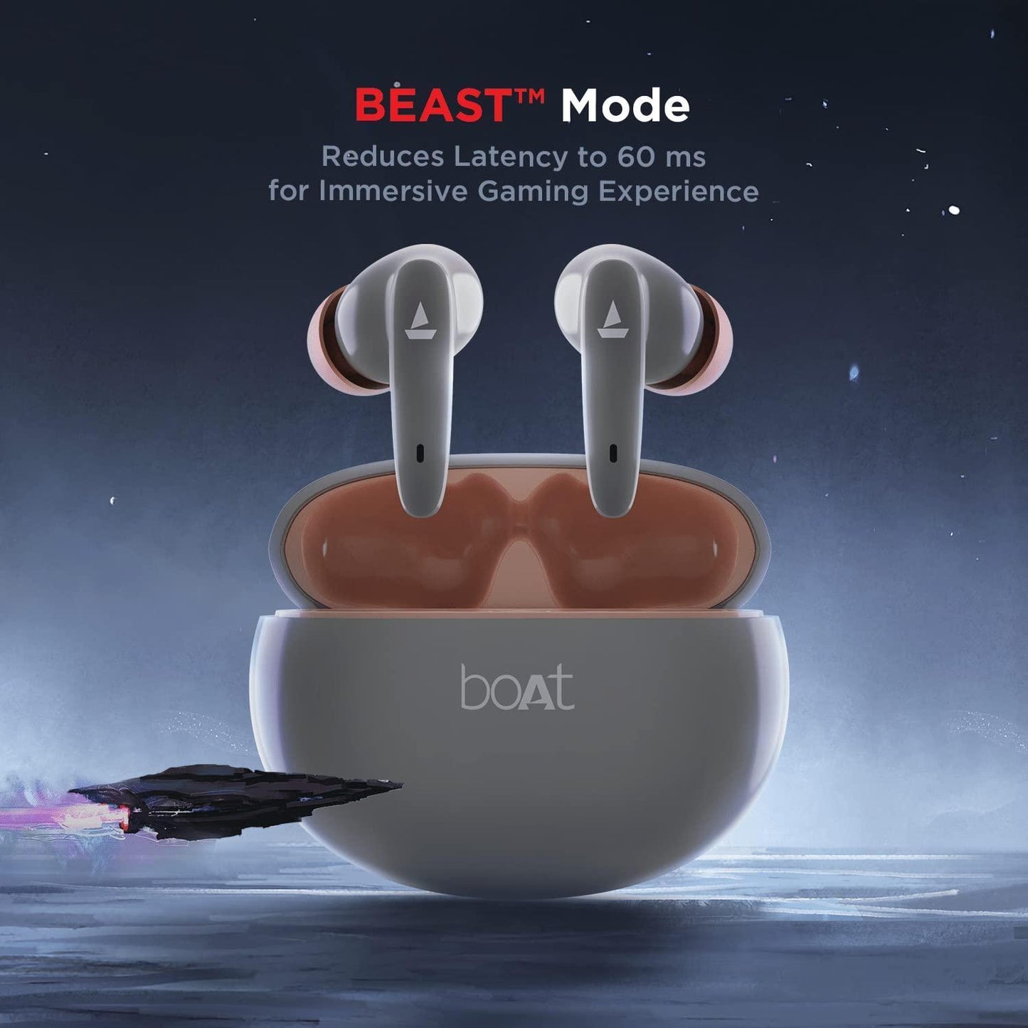 boAt Airdopes 181 in-Ear True Wireless Earbuds with ENx Tech, Beast Mode(Low Latency Upto 60ms) for Gaming, with Mic, ASAP Charge, 20H Playtime, Bluetooth v5.2, IPX4 & IWP (Cool Grey) - Triveni World