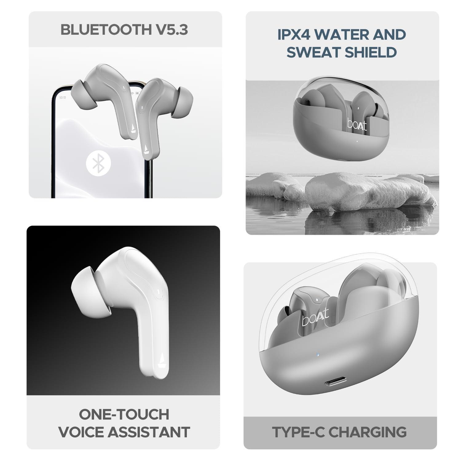 boAt Airdopes 311 Pro TWS in-Ear Earbuds w/Up to 50 HRS Playtime, Dual Mics with ENx™ Tech, 50 ms low-latency BEAST™ Mode, ASAP™ Charging, IWP™ Tech(Space Grey) - Triveni World