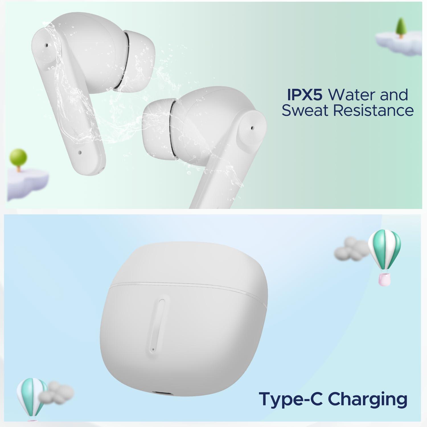 boAt Airdopes Max in Ear TWS Earbuds with 100 HRS Playtime, Quad Mics with ENx Tech, Beast Mode(50ms Low Latency), ASAP Charge, Bluetooth v5.3 and IWP(Ivory White) - Triveni World