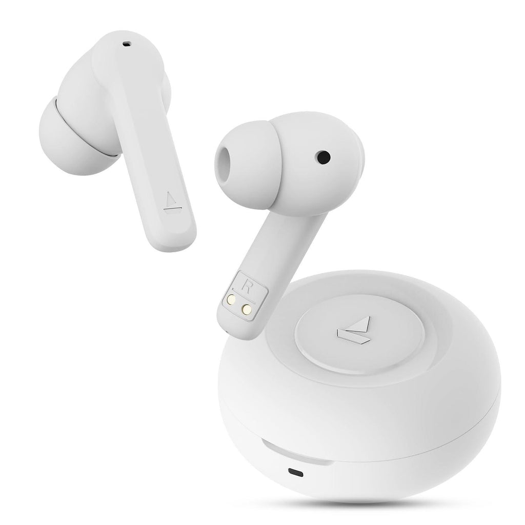 boAt Airdopes Sonik in Ear TWS Earbuds with 60 hrs Playback, IWP Tech, Quad Mics with ENx, ASAP Charge, 11 mm Drivers, BT v5.3 & IPX4 Sweat and Splash Resistance(Tranquil White) - Triveni World