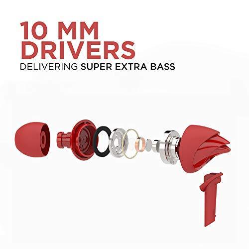 boAt Bassheads 100 in Ear Wired Earphones with Mic(Furious Red) - Triveni World