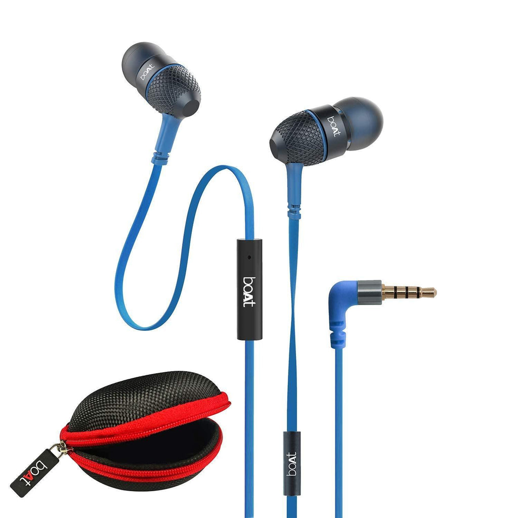 boAt Bassheads 225 Wired in Ear Earphone with Mic(Blue, Carry Case) - Triveni World