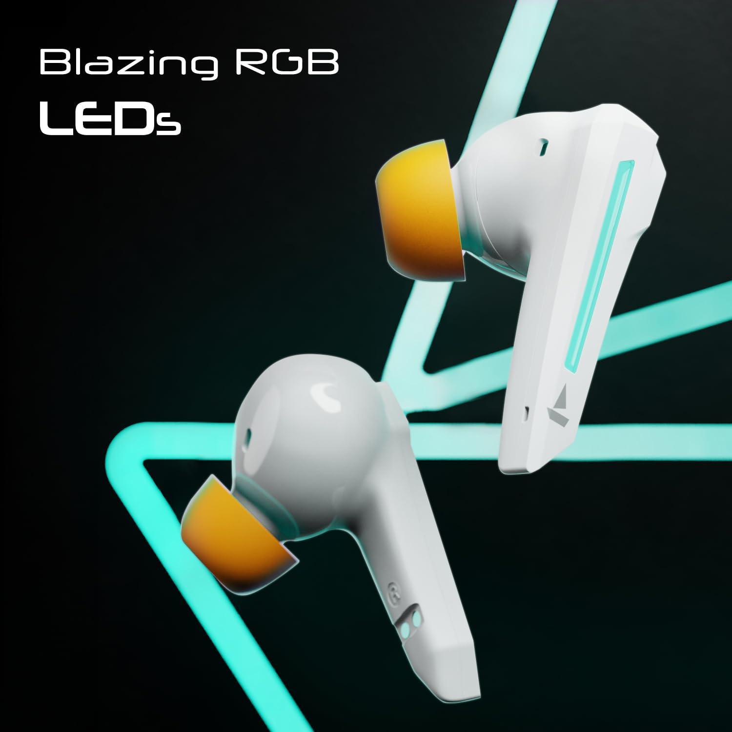 boAt Immortal 111 in Ear TWS Earbuds with up to 40 Hours of Playtime, 40 ms Super-Low Latency Beast Mode, RGB LEDs, Quad Mics with ENx Tech, ASAP Charge, IWP Tech, IPX4, BTv5.3(White Sabre) - Triveni World