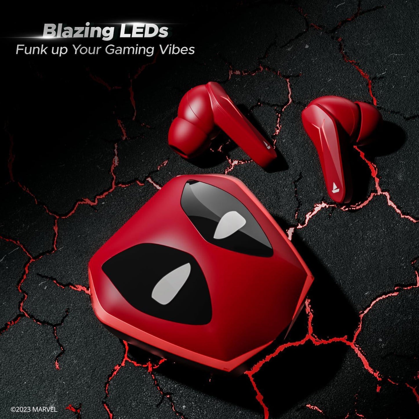 boAt Immortal 121 Deadpool Edition in Ear TWS Gaming Earbuds with Beast Mode(40Ms Low Latency), 40H Playtime, Blazing LEDs, Quad Mics ENx Tech, ASAP Charge(10 Mins= 180 Mins)(Assassin Red) - Triveni World