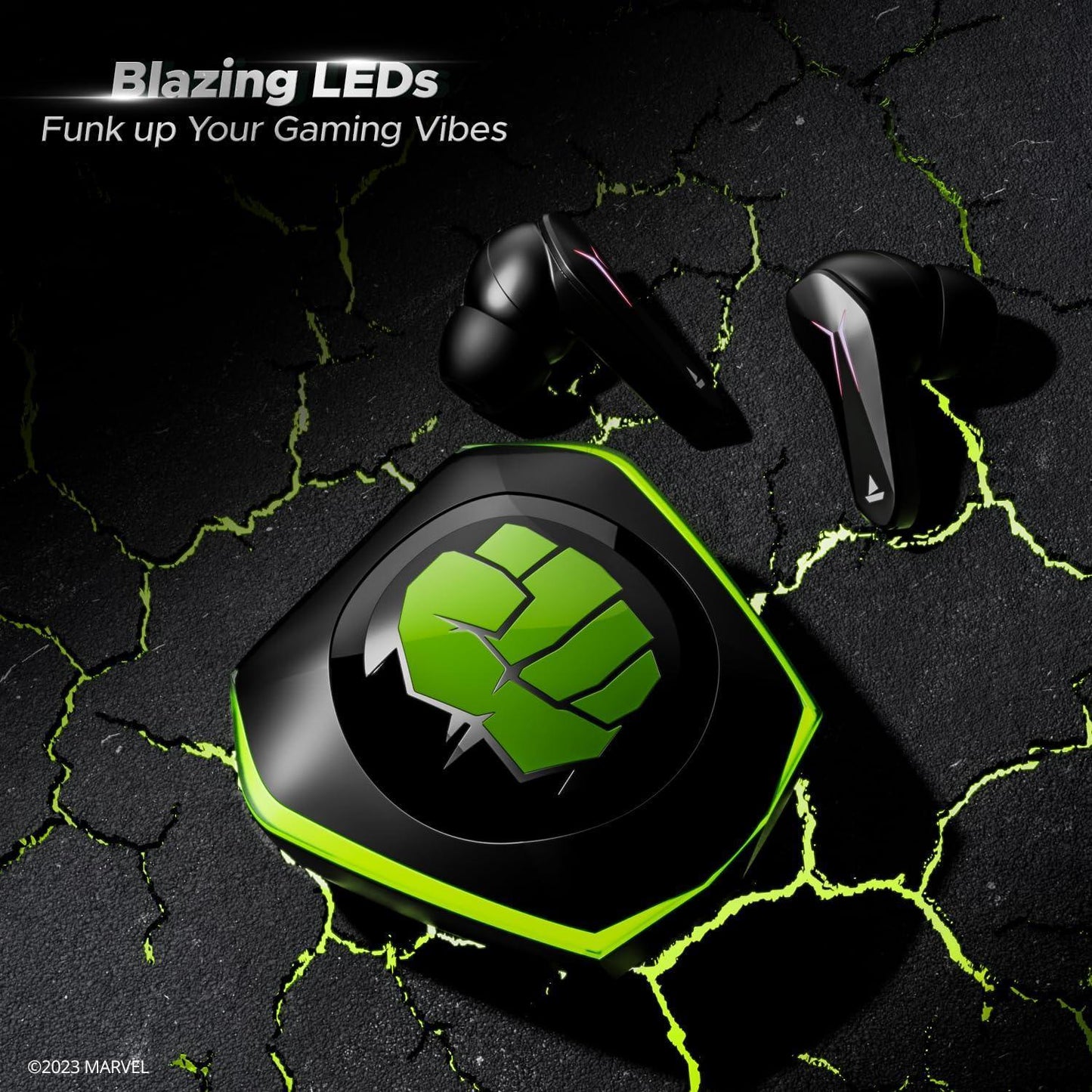 boAt Immortal 121 Hulk Edition in Ear TWS Gaming Earbuds with Beast Mode(40ms Low Latency), 40H Playtime, Blazing LEDs, Quad Mics ENx Signature Sound, ASAP Charge(10 Mins= 180 Mins)(Green Fury) - Triveni World