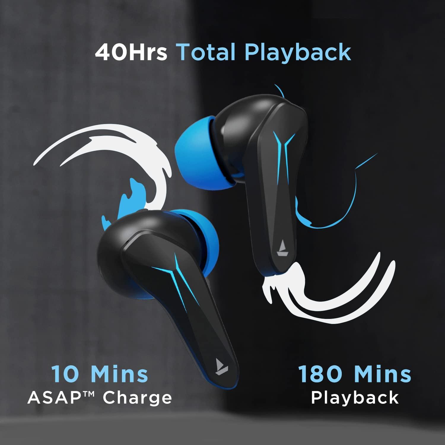 boAt Immortal 121 in Ear TWS Earbuds with Beast Mode(40ms Low Latency) for Gaming, 40H Playtime, Blazing LEDs, Quad Mics ENx Signature Sound, ASAP Charge(10 Mins= 180 Mins)(Black Sabre) - Triveni World