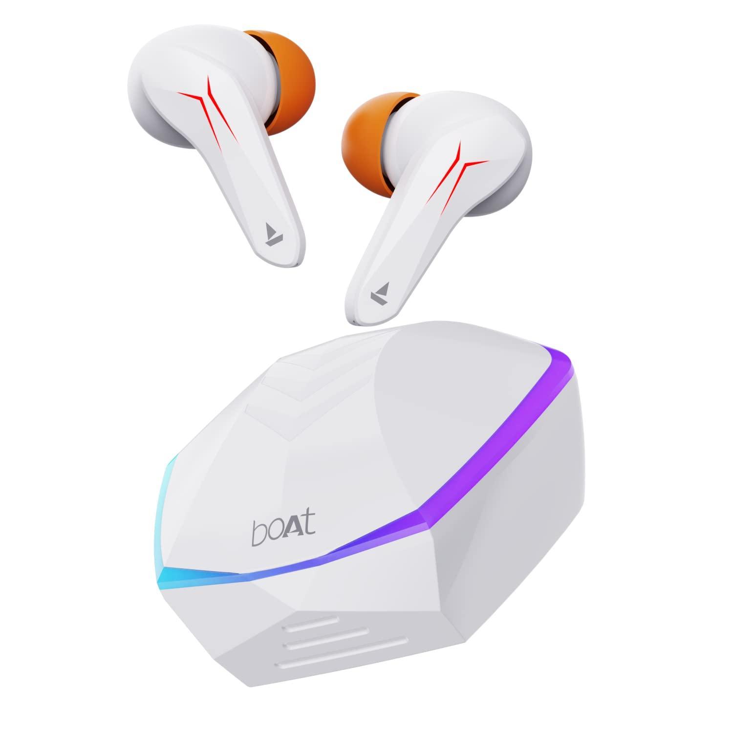 boAt Immortal 121 in Ear TWS Earbuds with Beast Mode(40ms Low Latency) for Gaming, 40H Playtime, Blazing LEDs, Quad Mics ENx Signature Sound, ASAP Charge(10 Mins= 180 Mins)(White Sabre) - Triveni World