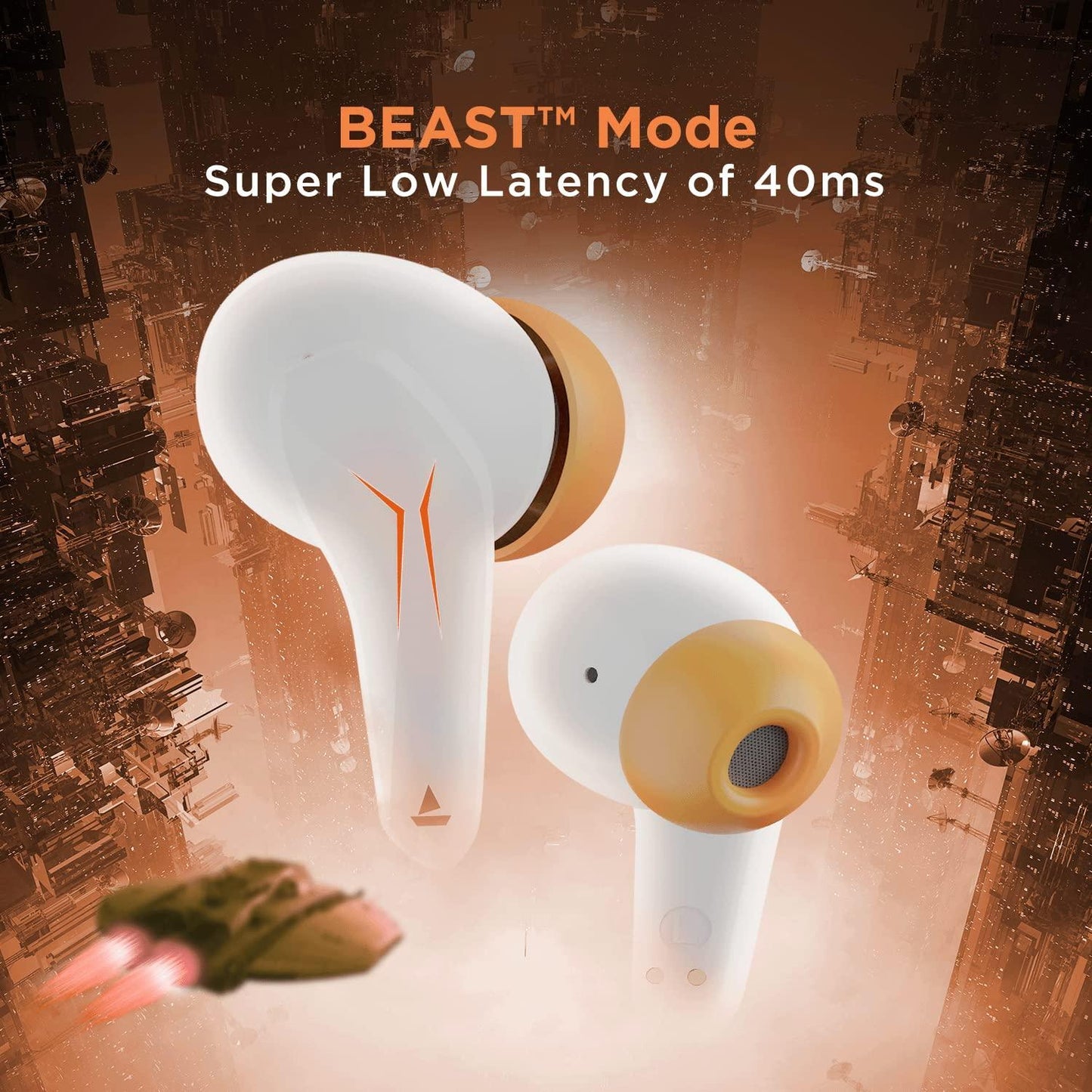 boAt Immortal 121 in Ear TWS Earbuds with Beast Mode(40ms Low Latency) for Gaming, 40H Playtime, Blazing LEDs, Quad Mics ENx Signature Sound, ASAP Charge(10 Mins= 180 Mins)(White Sabre) - Triveni World