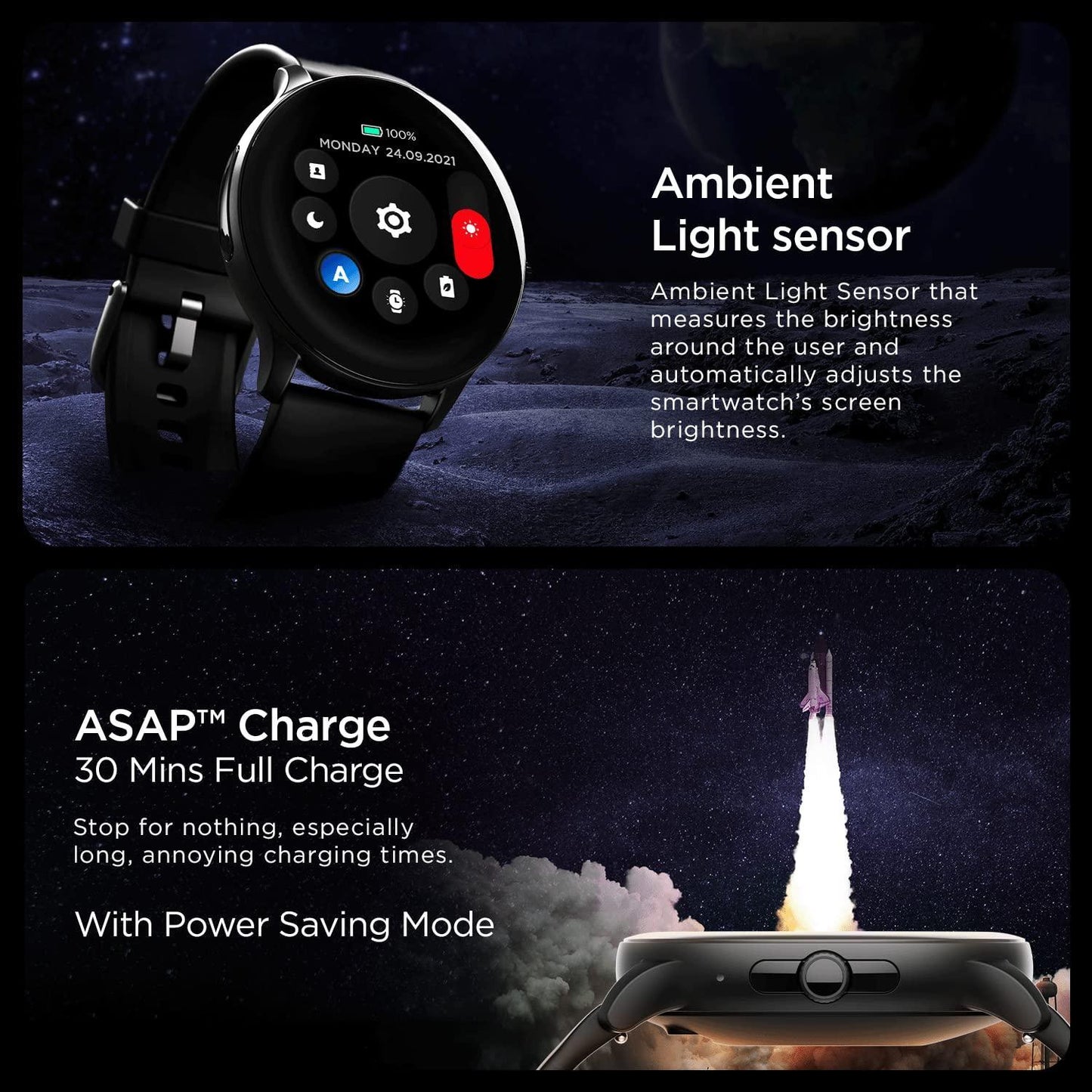 boAt Lunar Call Pro Smart Watch with 1.39 AMOLED Display, BT Calling,DIY Watch Face Studio, Coins, SensAI(Cricket Analysis),Apollo 3 Blue Plus Processor,Ambient Light Sensor(Charcoal Black) - Triveni World