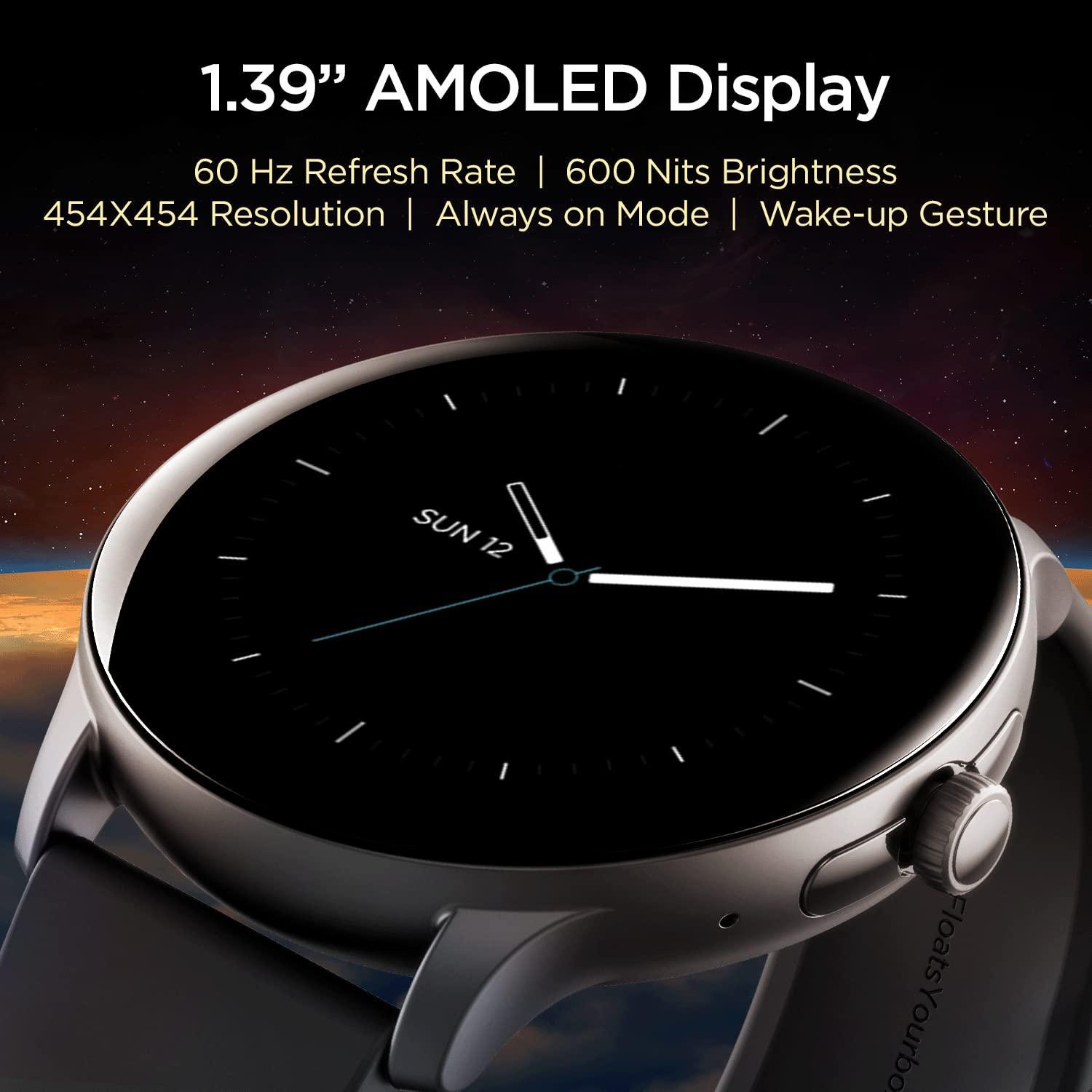 boAt Lunar Call Pro Smart Watch with 1.39 AMOLED Display, BT Calling,DIY Watch Face Studio, Coins, SensAI(Cricket Analysis),Apollo 3 Blue Plus Processor,Ambient Light Sensor(Charcoal Black) - Triveni World