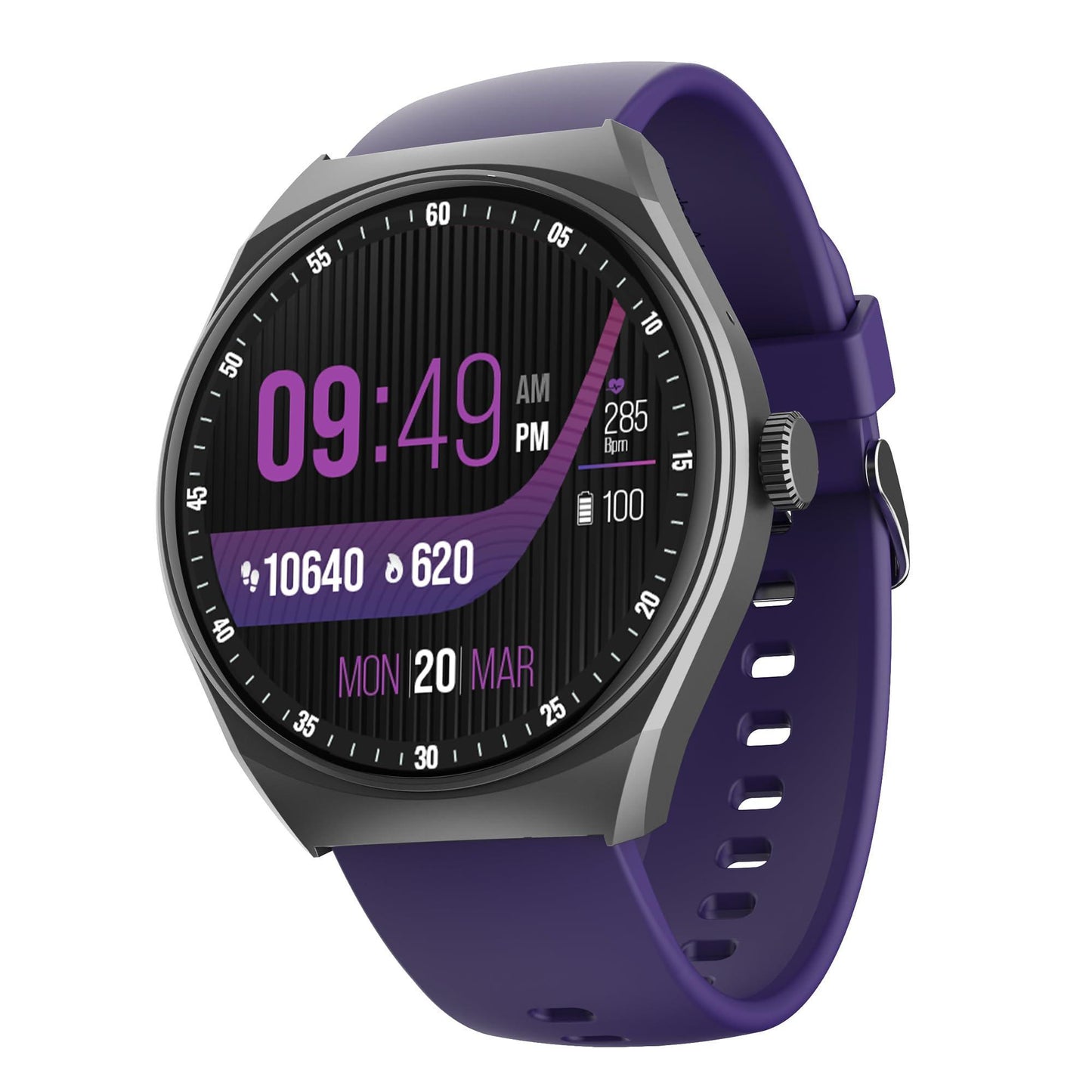 boAt Lunar Comet with 1.39" HD Display, Advanced Bluetooth Calling, Functional Crown, Multiple Sports Mode,100 Watch Faces, HR & SpO2 Monitoring,IP67, Smart Watch for Men & Women(Deep Purple) - Triveni World