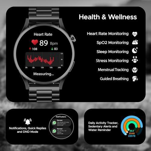 boAt Lunar Embrace with 1.51” AMOLED Display, BT Calling, Functional Crown, Metal-Built, 100+ Sports Mode, Animated Watch Faces, Built-in Games, Smart Watch for Men & Women(Steel Black) - Triveni World