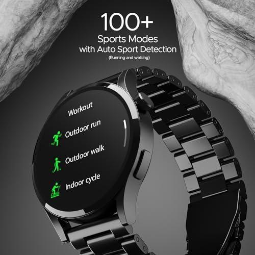 boAt Lunar Embrace with 1.51” AMOLED Display, BT Calling, Functional Crown, Metal-Built, 100+ Sports Mode, Animated Watch Faces, Built-in Games, Smart Watch for Men & Women(Steel Black) - Triveni World