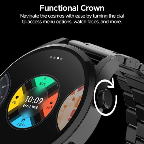 boAt Lunar Embrace with 1.51” AMOLED Display, BT Calling, Functional Crown, Metal-Built, 100+ Sports Mode, Animated Watch Faces, Built-in Games, Smart Watch for Men & Women(Steel Black) - Triveni World