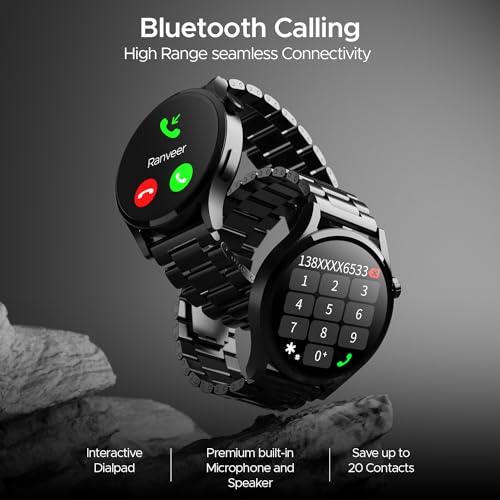 boAt Lunar Embrace with 1.51” AMOLED Display, BT Calling, Functional Crown, Metal-Built, 100+ Sports Mode, Animated Watch Faces, Built-in Games, Smart Watch for Men & Women(Steel Black) - Triveni World