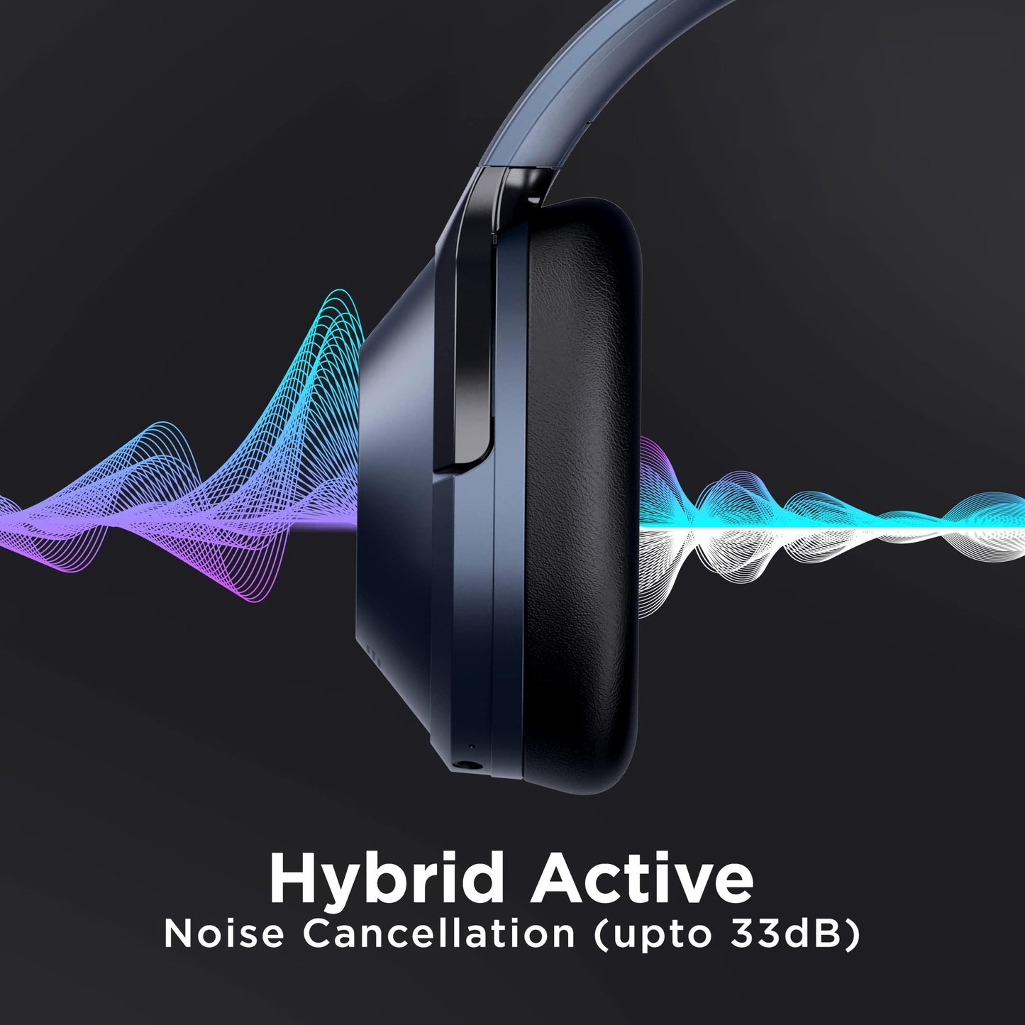 boAt Nirvana 751 ANC Hybrid Active Noise Cancelling Bluetooth Wireless Over Ear Headphones with Up to 65H Playtime, ASAP Charge, Ambient Sound Mode, Immersive Sound, Carry Pouch with mic (Bold Blue) - Triveni World