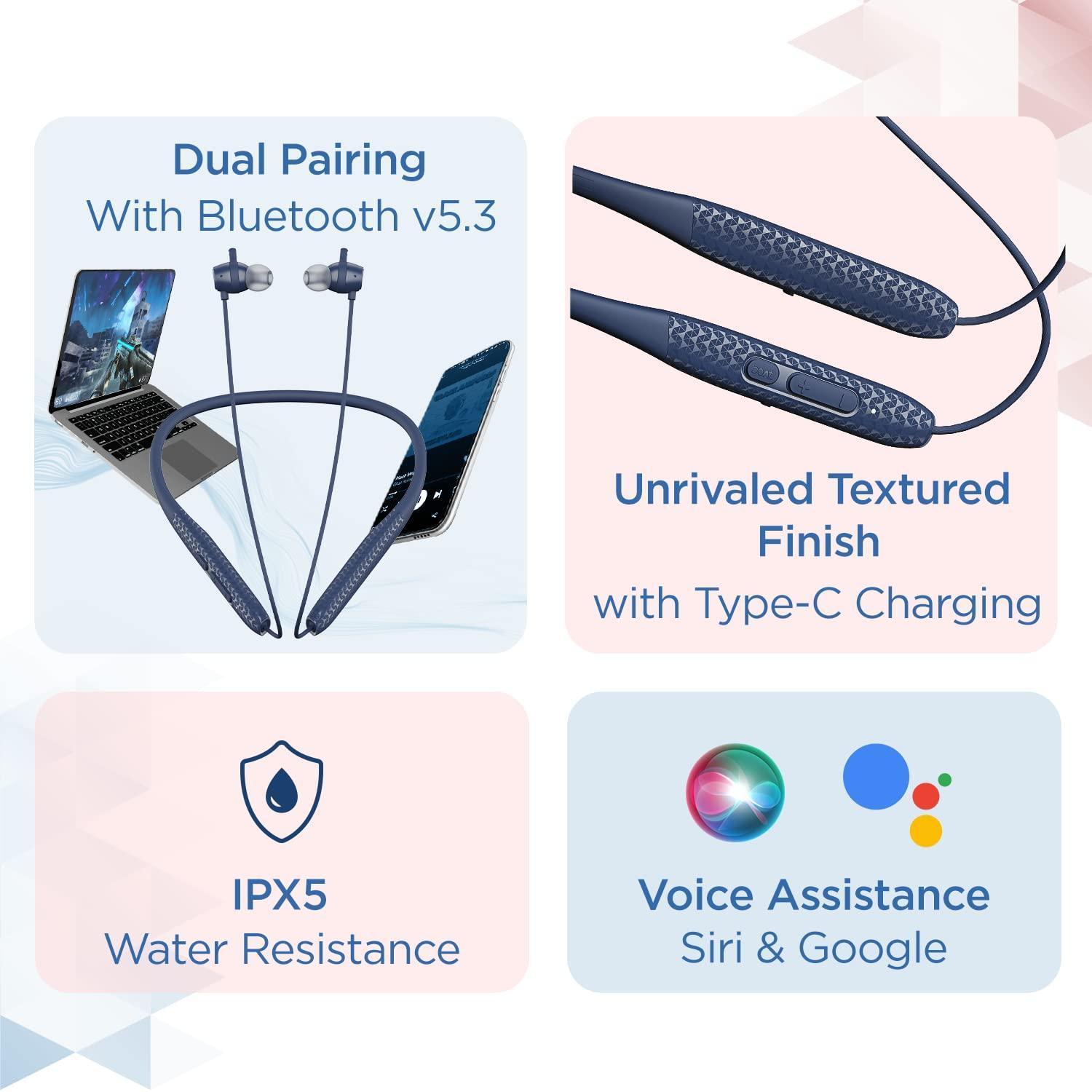 boAt Rockerz 255 Max Bluetooth in Ear Earphones with 60H Playtime, EQ Modes, Power Magnetic Earbuds, Beast Mode, Enx Tech, ASAP Charge(10 Mins=10 Hrs), Dual Pair(Space Blue) - Triveni World