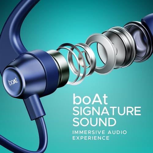 boAt Rockerz 255 Pro+ Bluetooth in ear Neckband with Upto 60 Hours Playback, ASAP Charge, IPX7, Dual Pairing and Bluetooth v5.2(Navy Blue) - Triveni World