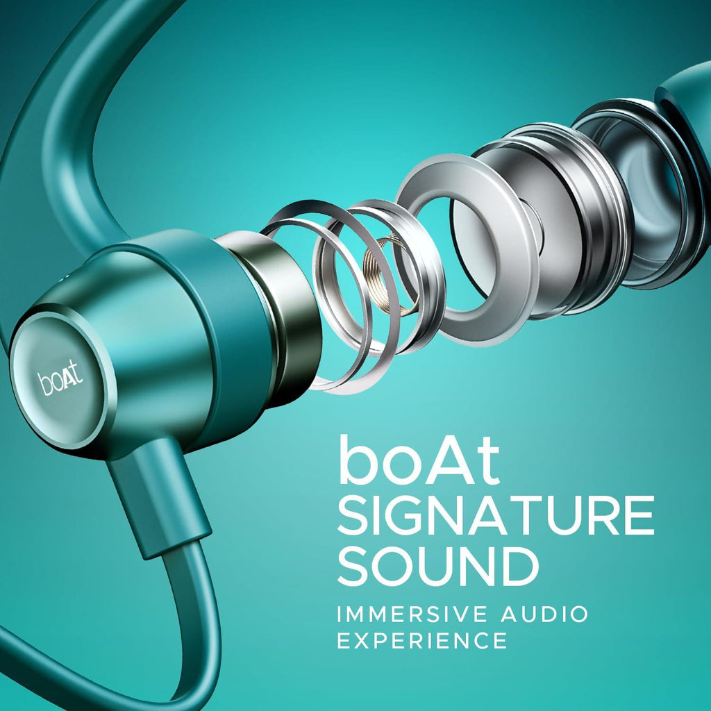 boAt Rockerz 255 Pro+ Bluetooth in Ear Neckband with Upto 60 Hours Playback, ASAP Charge, IPX7, Dual Pairing and Bluetooth v5.2(Teal Green) - Triveni World