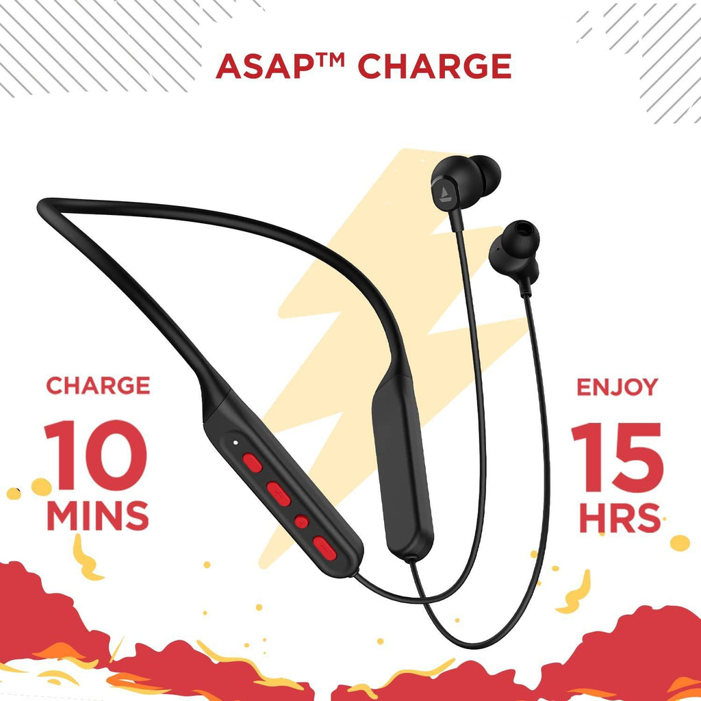 boAt Rockerz 378 Bluetooth Neckband with Spatial Bionic Sound Tuned by THX, Beast™ Mode, ASAP™ Charge, Signature Sound, 25 Hours Playtime & BT v5.1(Active Black) - Triveni World